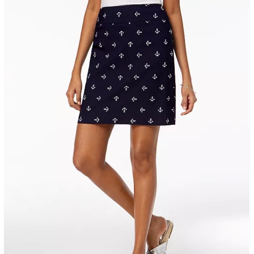 Charter Club Embroidered Pull-On Skort | Nautical Anchor Navy White | 2 Petite
